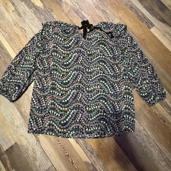 Black floral peasant top| Western Country Shirt | Rodeo Boho - Picture 4 of 7